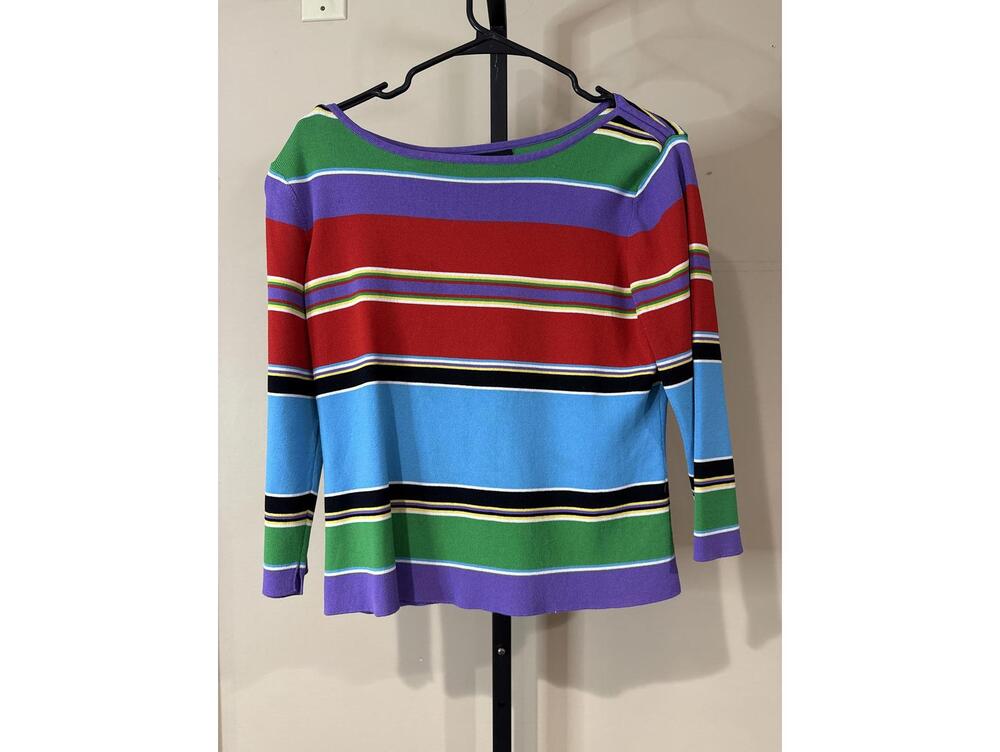 Grace Dane Lewis Multicolor Striped Boatneck Sweater